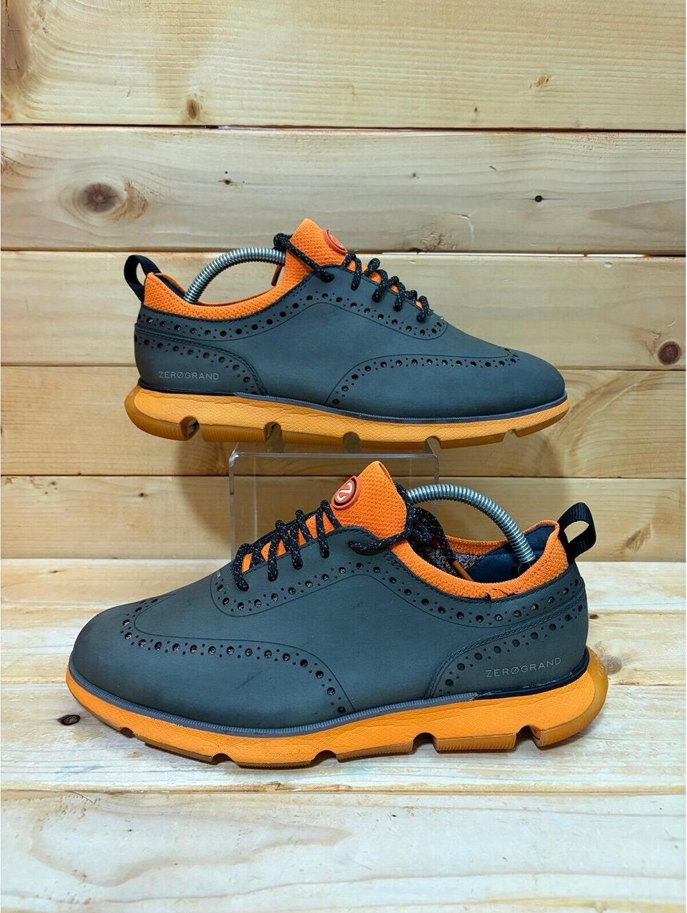 Cole Haan 4.ZEROGRAND Wingtip Oxford Grey / orange Dress Shoes Men’s size 8.5 W